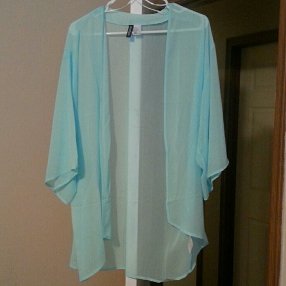 Aqua sheer open kimono