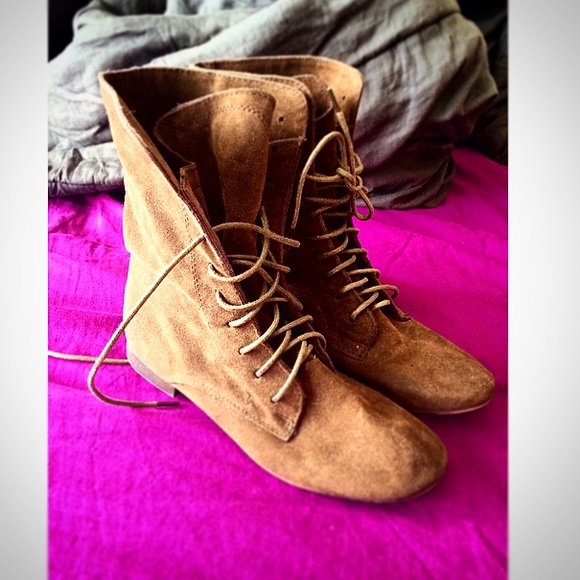 Brown suede booties