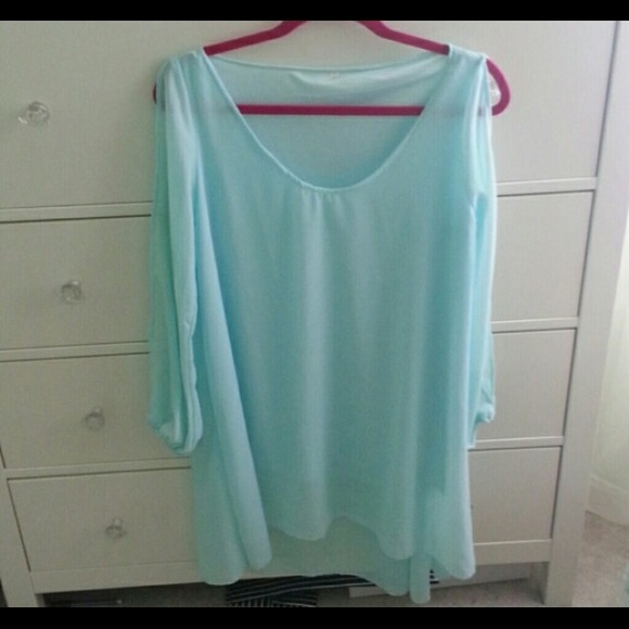 Teal blue, high low top/beach cover up