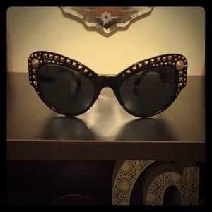 Black Embellished Versace Sunglasses