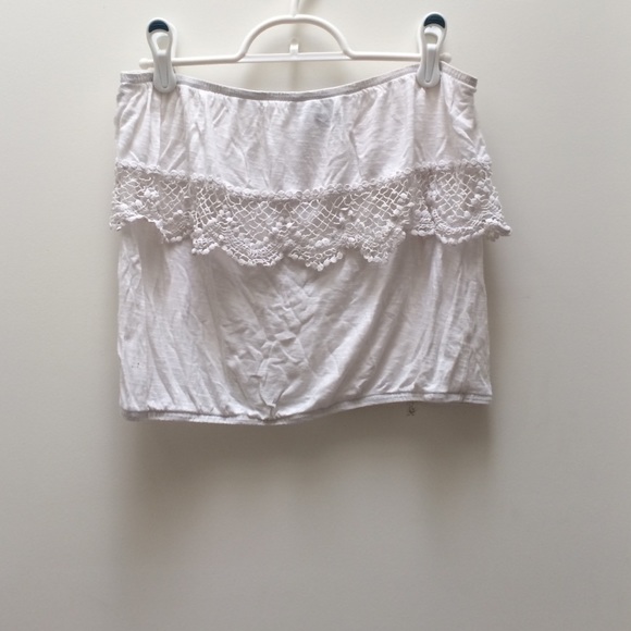 White Strapless Crop Top