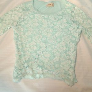 Lace turquoise Hollister shirt