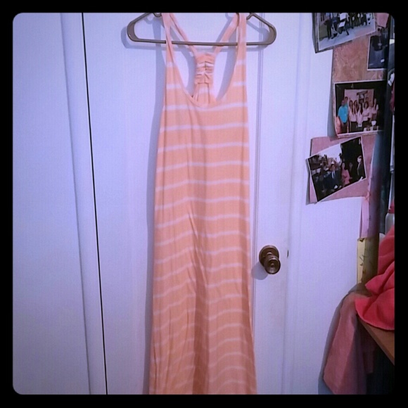 Long orange and white  racer back dress