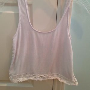 White tank with lace bottom & sides