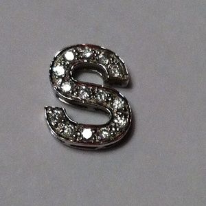 Sterling silver rhinestone "S" charm necklace.