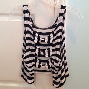 Brandy Melville White/navy striped tank