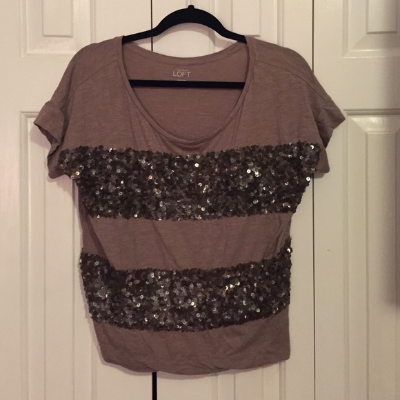 Sequin striped LOFT top, medium