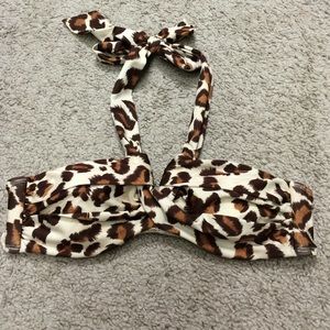 Gianni Bini leopard high neck tie bandeau top