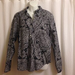 Black and white paisley button down "NWT "