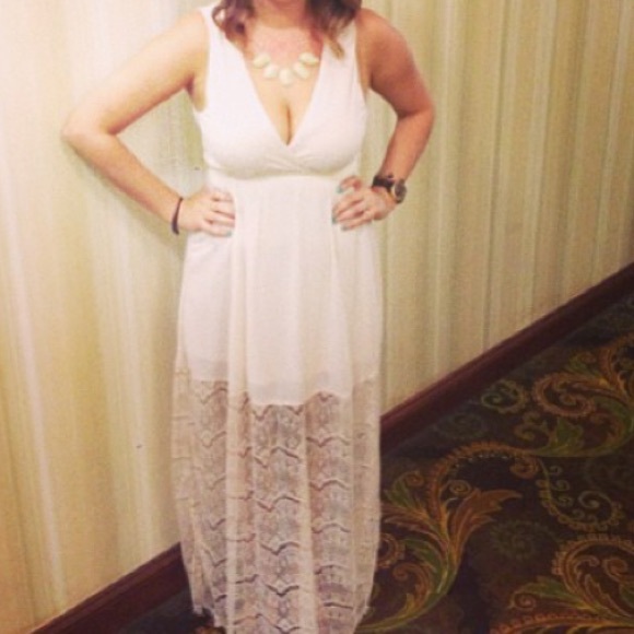 SOLD!!  lace maxi dress with open back, MEDIUM
