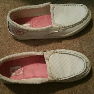White and pink Roxy slip on shoes