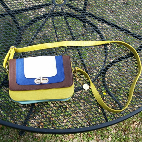 Mustard Blue Brown White Big Buddah Cross Body Bag