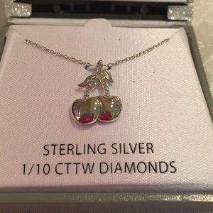 NWT sterling & diamond cherry necklace