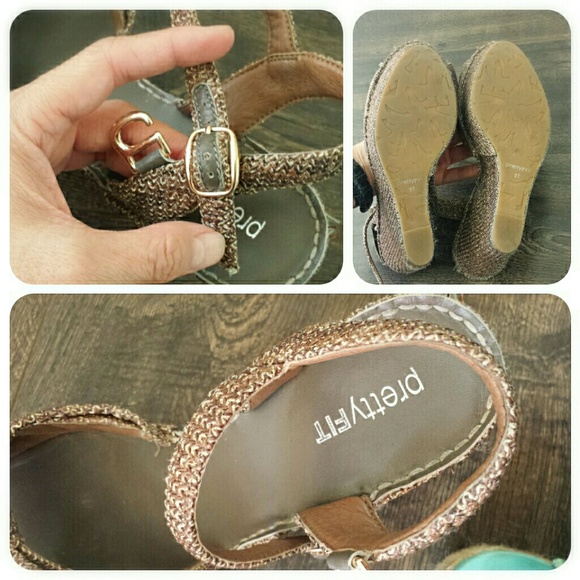 Very cute sparkling brown wedges sz 37 - Picture 3 of 4