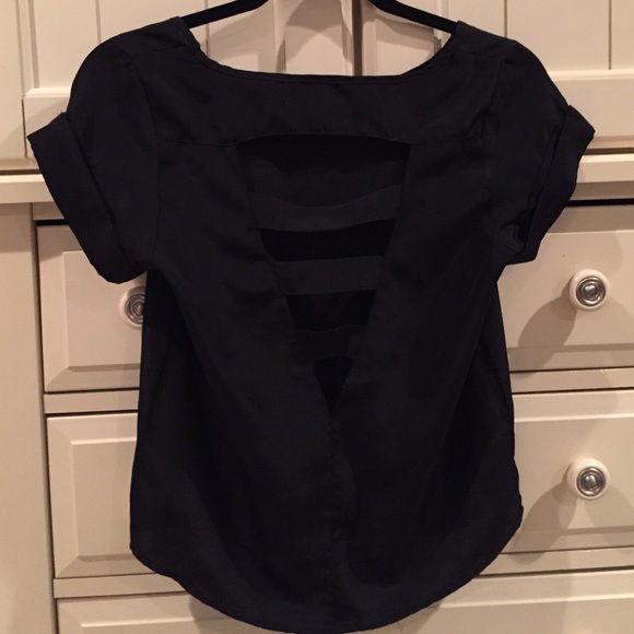 Black cut out shirt