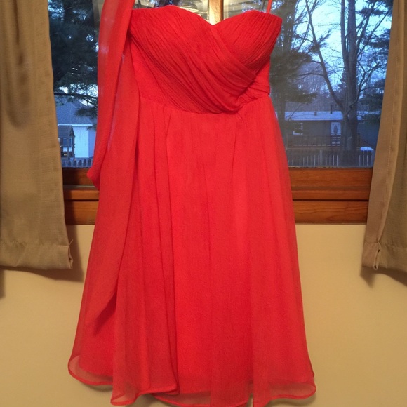Coral strapless Bridesmaid dress