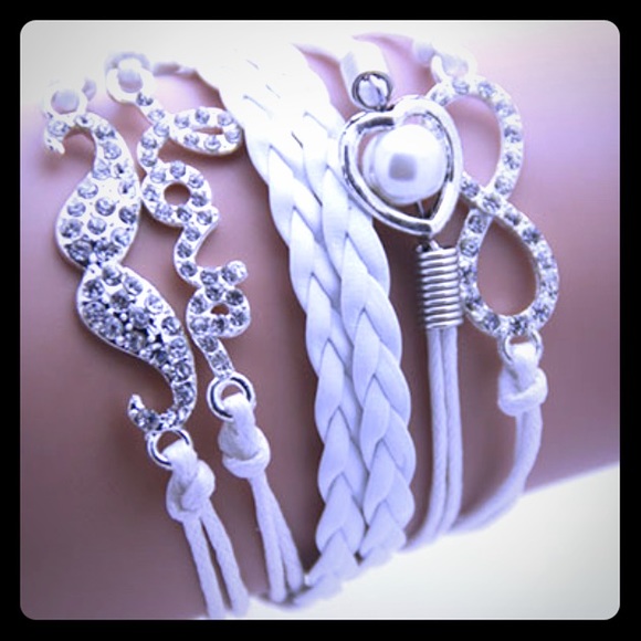 Rhinestone Mustache Multilayer Charm Bracelet