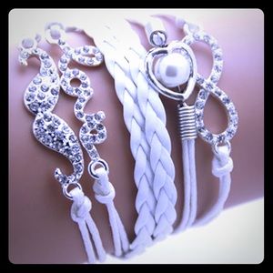 Rhinestone Mustache Multilayer Charm Bracelet