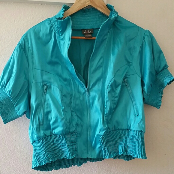 Pretty Blue Plus Sized Cropped Jacket