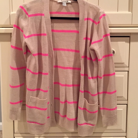 Beige and pink striped sweater