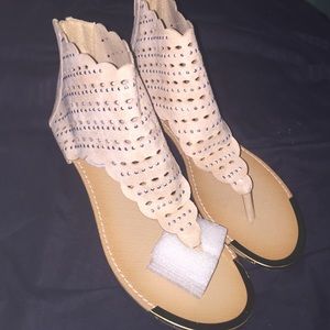 Beige Carrini studded gladiator sandals