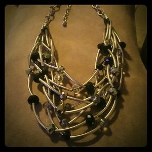 Silver necklace with black accents