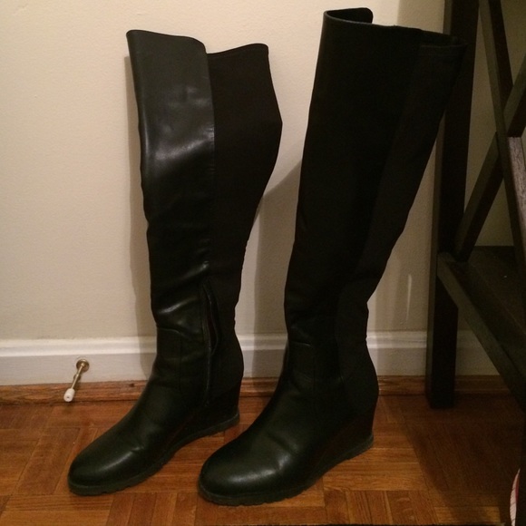 Black otk/knee high 5050 type wedge boot Unisa sz7