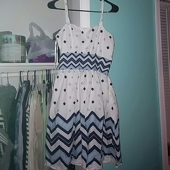 White dark and light bule dress