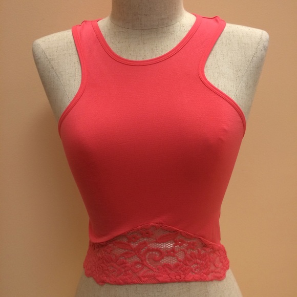 Coral Lace Crop Top