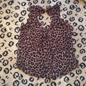 Flowy cheetah top with open back