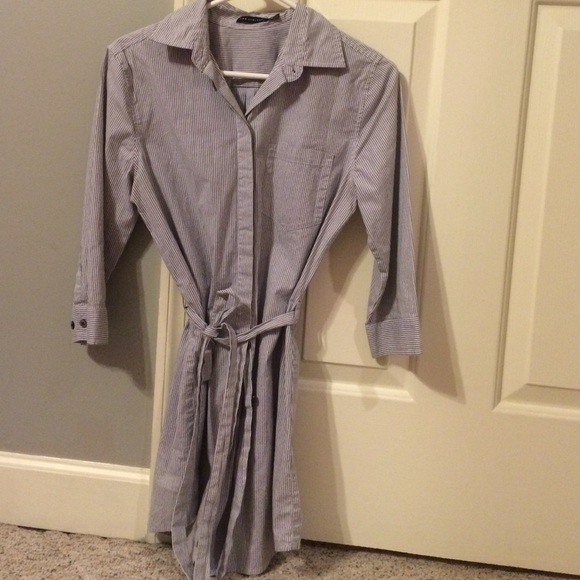 Seersucker shirt dress
