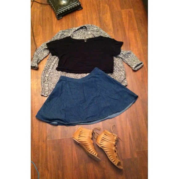 Dark denim skater skirt
