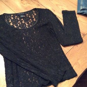 Black lace long sleeve top