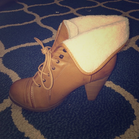 fur lined combat boots with heel