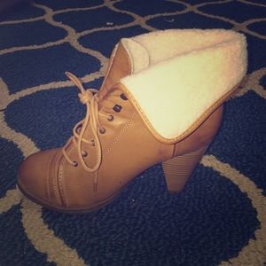 fur lined combat boots with heel