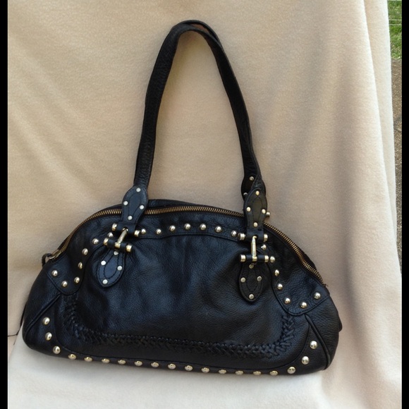 Black Leather Purse with studs