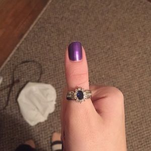 Silver and blue ring