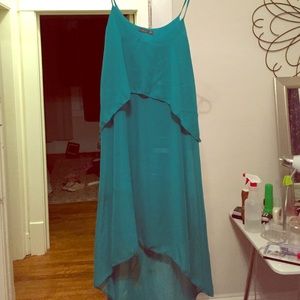 Green high to low dress
