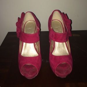 Red suede heels