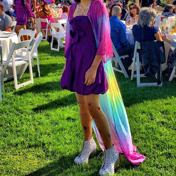 Purple Sleeveless Cocktail Party Bubble Dress