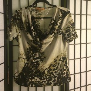 Short Sleeve Animal Print Blouse