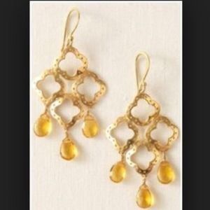 Stella & Dot Clover gold chandelier earrings