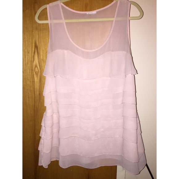 Pink shear ruffle top