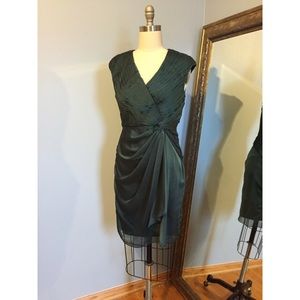 Adriana Papell pleated emerald dress