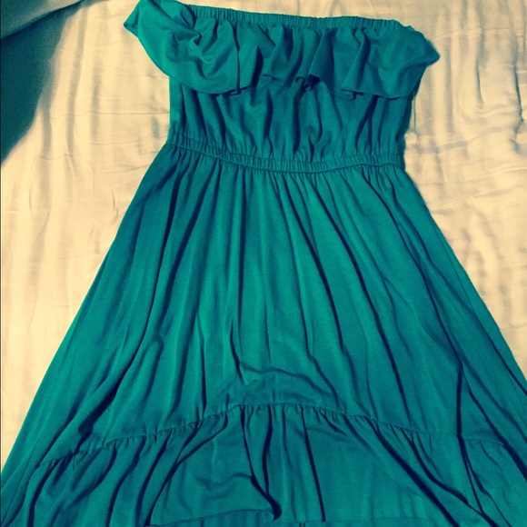 Turquoise Strapless High Low dress