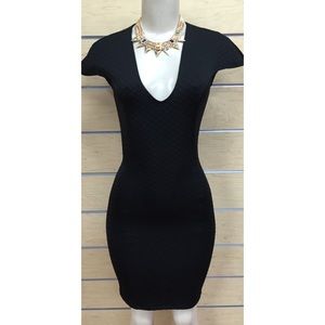 Black Quilted, Zipper Back DRESS