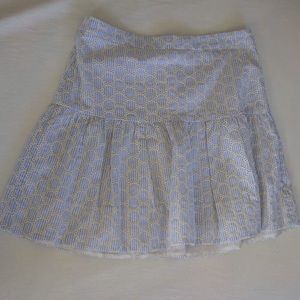 J. Crew seersucker striped & eyelet lace skirt