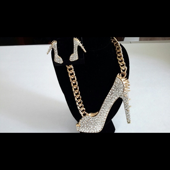 Gold and silver necklace and Earrings set