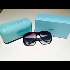 Tiffany & Co black and Tiffany blue sunglasses.