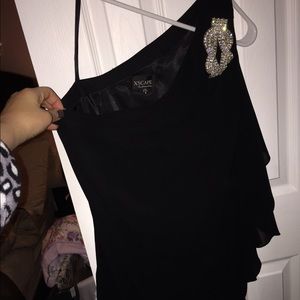 Black one shoulder cocktail dress